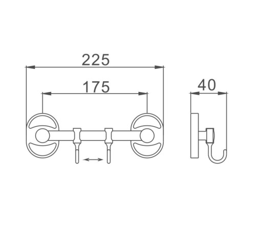 Планка с крючками для полотенец D-Lin D288700-2, хром