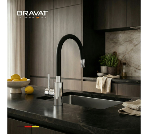 Смеситель для кухни с гибким изливом BRAVAT F7800931CP-SW, хром
