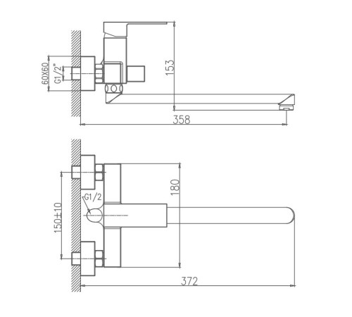 Смеситель для ванны Haiba HB22191, хром