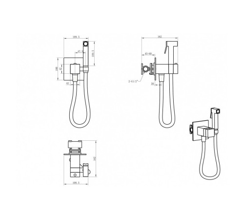 Гигиенический душ со смесителем с термостатом Grocenberg GB008CR, никель