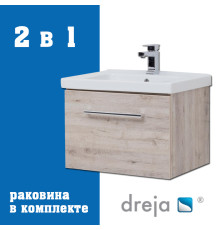 Тумба с раковиной подвесная Dreja Big Inn 65 см, дуб кантри