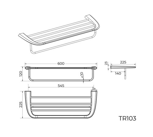 Полка для полотенец Knotlor  TR103RB, бронза