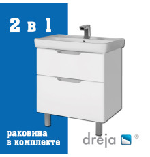 Тумба с раковиной подвесная/напольная Dreja Q Plus 80 см, белый