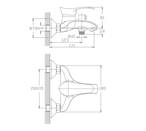 Смеситель для ванны Haiba HB6001, хром