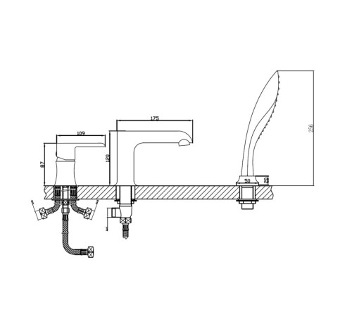 Смеситель на борт ванны Haiba HB80805-7, черный