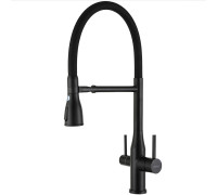 Смеситель для кухни с гибким изливом и подключением фильтра GAPPO G4399-76, черный