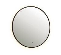 Зеркало Dreja SHINE 80х80 см, метал. рама, черный, беск. сенсор,  LED-подсветка, диммер