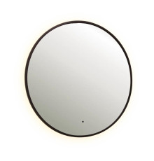 Зеркало Dreja SHINE 80х80 см, метал. рама, черный, беск. сенсор,  LED-подсветка, диммер