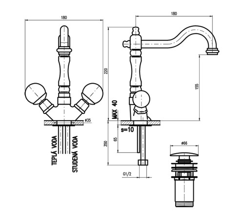 Смеситель для раковины Rav Slezak Brilliance BRILLIANCE121.5/8Z