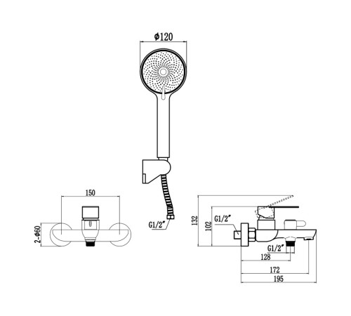 Смеситель для ванны Fmark FS8803Q, графит