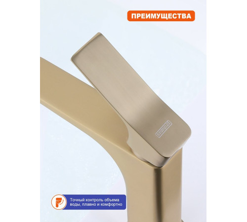 Смеситель для раковины Prohanss P62.10.03, золотой сатин