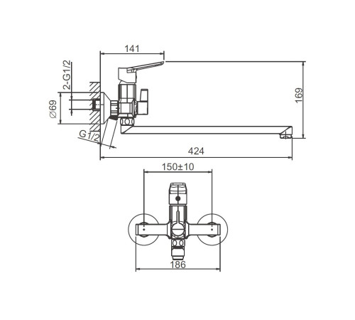 Смеситель для ванны BELZ B22715-7, черный