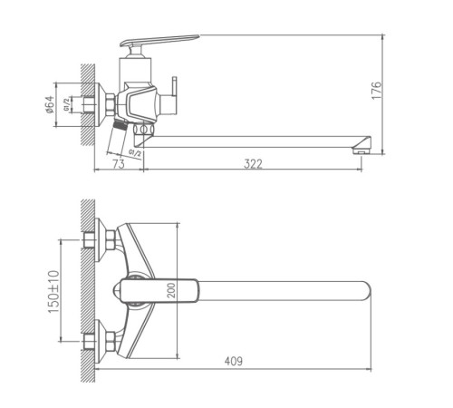 Смеситель для ванны Haiba HB22548-8, белый