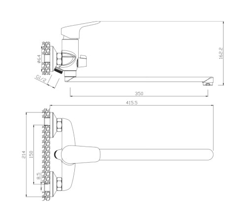 Смеситель для ванны WesnaArt ASTRA AST19-320, хром