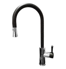 Смеситель для кухни с выдвижным изливом GranFest 7652, черный