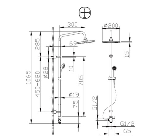 Душевой гарнитур Bravat Fit R  D283CP-2-RUS, хром