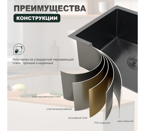 Кухонная мойка Splenka S700.5045.09, графит