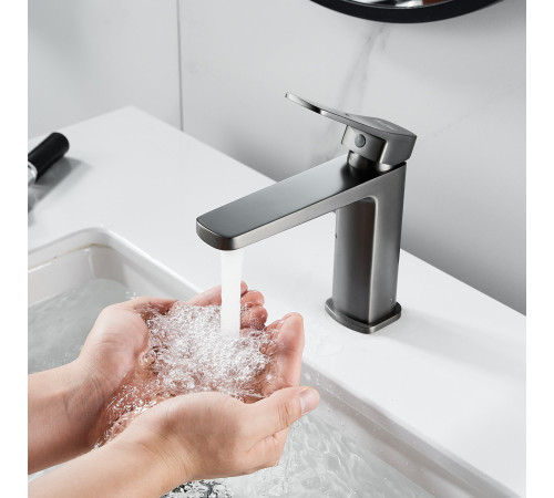 Смеситель для раковины Raffine F0199T, оружейная сталь