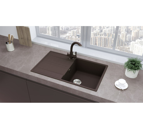 Кухонная мойка Ulgran Quartz Prima 850-06, трюфель