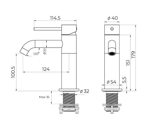 Cмеситель для раковины Knotlor SS-20/BL, черный