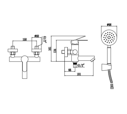 Смеситель для ванны Fmark FS8304H, черный