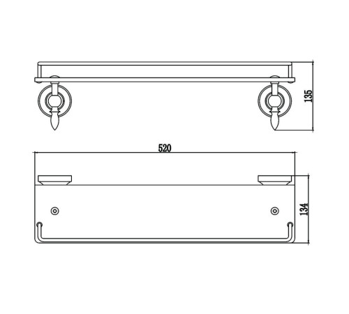 Полка стеклянная Savol S-06891B, золото