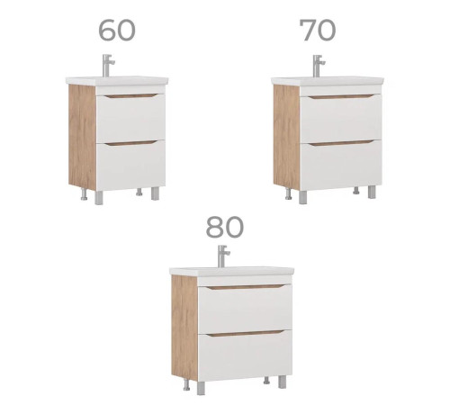 Тумба с раковиной напольная VIGO Грани 201 дуб золотой, 60 см