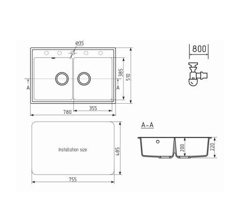Кухонная мойка Ulgran Quartz Ruma 780-02, лен