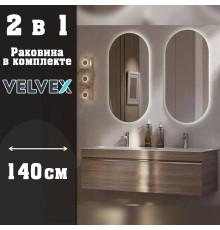 Тумба с раковиной подвесная Velvex Pulsus tp.PUL.PUL.140.2Y дуб сонома, 140 см