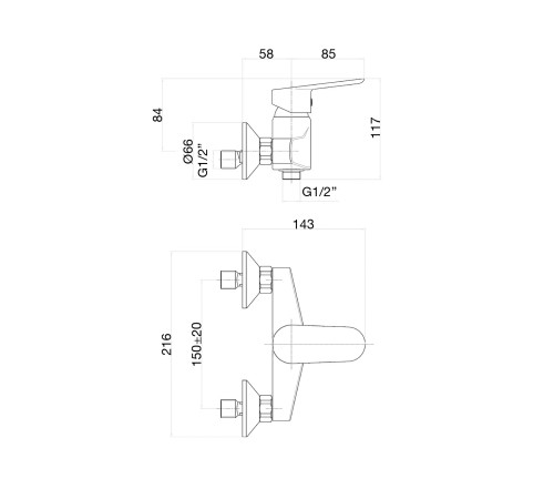 Смеситель для душа Fiore KEVON BLACK MATT 81NN6511, черный