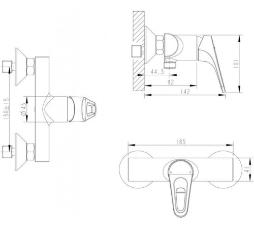 Смеситель для душа Bravat Drop-D F948162C-01, хром