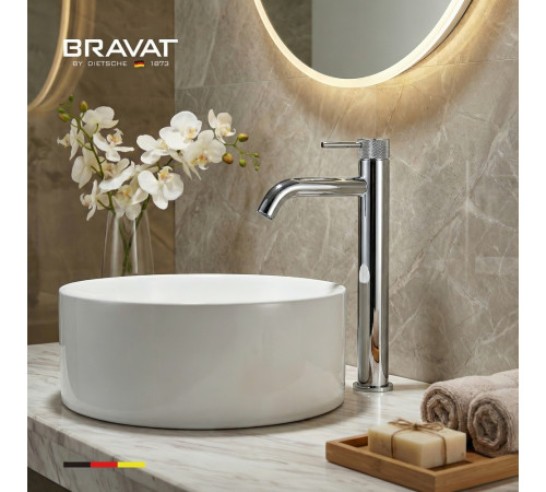Высокий смеситель для раковины BRAVAT F1787918CP-A-SW, хром