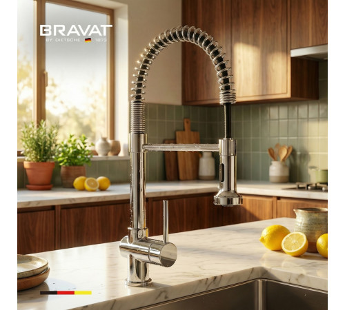 Смеситель для кухни с гибким изливом BRAVAT F7801932CP-SW, хром