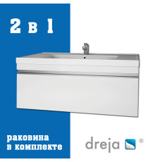 Тумба с раковиной подвесная Dreja Grace 90 см, белый