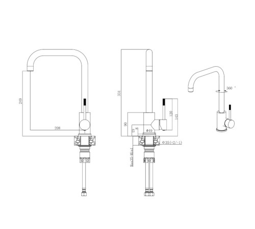Смеситель для кухни Voda Kitchen K57B, черный