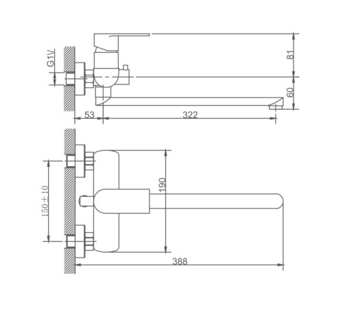 Смеситель для ванны Haiba HB22807, сталь