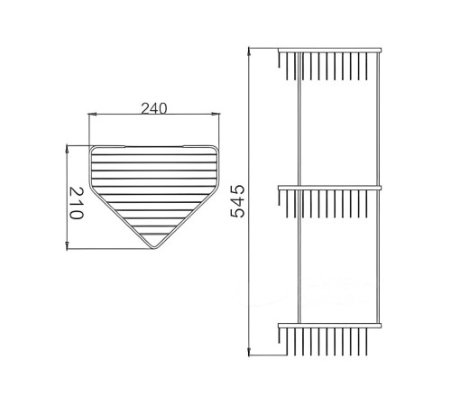 Полка угловая тройная Maretti AC58R335-3, хром