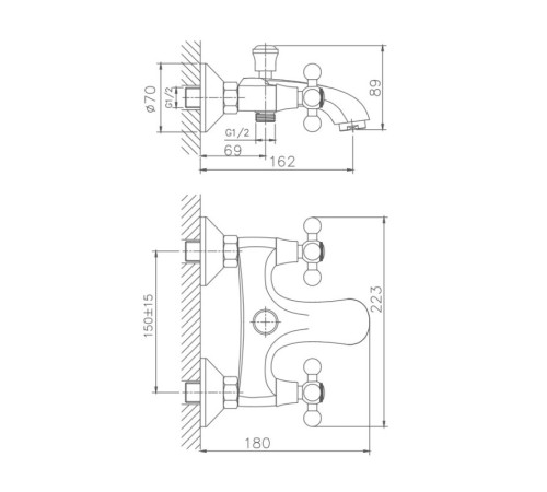 Смеситель для ванны Haiba HB3119-4, бронза
