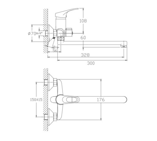 Смеситель для ванны Haiba HB2213, хром