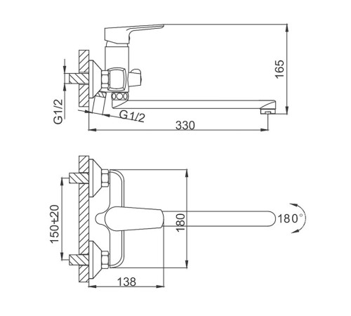 Смеситель для ванны FRUD R22105, хром