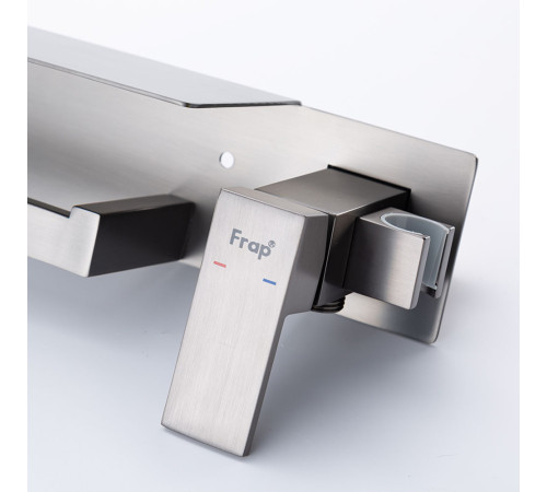 Гигиенический душ со смесителем и полочкой FRAP F2076-9, оружейная сталь