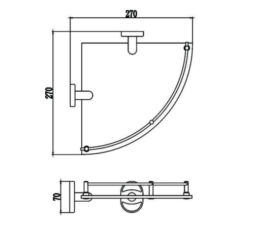 Полка угловая стеклянная Savol S-007073, хром