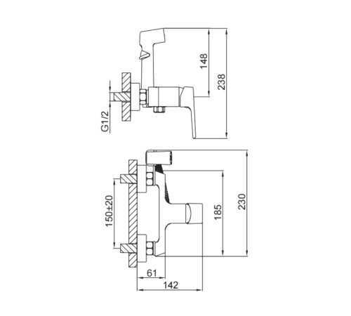 Гигиенический душ со смесителем FRAP F2071-6, черный