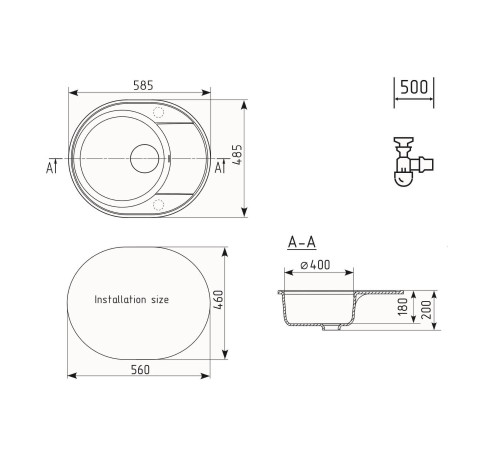 Кухонная мойка Ulgran Quartz Nora 585-05, бетон