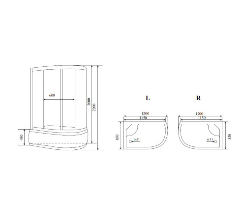 Душевая кабина Timo Lux T-7720L, 120x85x220
