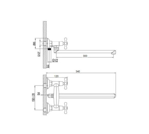 Смеситель для ванны D-Lin D143811-F, хром