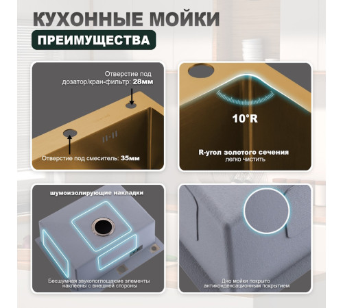 Кухонная мойка Splenka S702.6050.03, золотой сатин