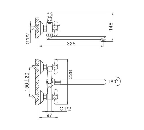 Смеситель для ванны FRAP F2225, хром