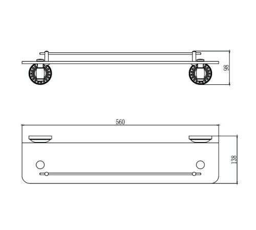 Полка стеклянная Savol S-606691C, бронза