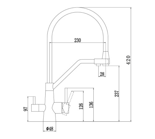 Смеситель для кухни с подключением фильтра воды Fmark FS0662-XL02, сатин/белый